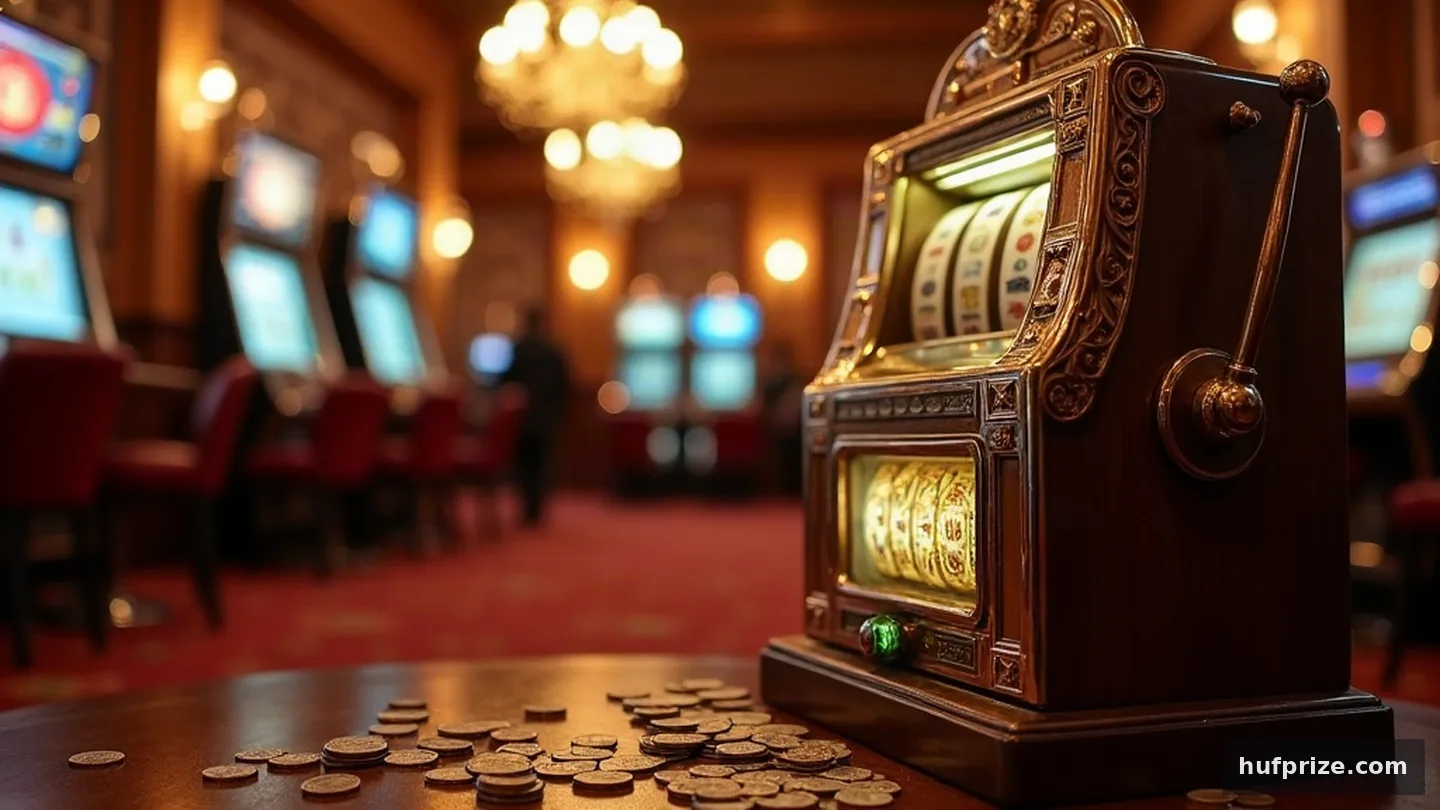 casino, slots, bonus, jackpot fogalmait bemutató nyerőgép illusztráció